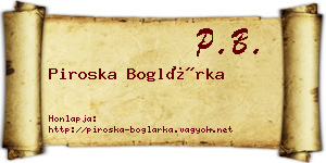 Piroska Boglárka névjegykártya